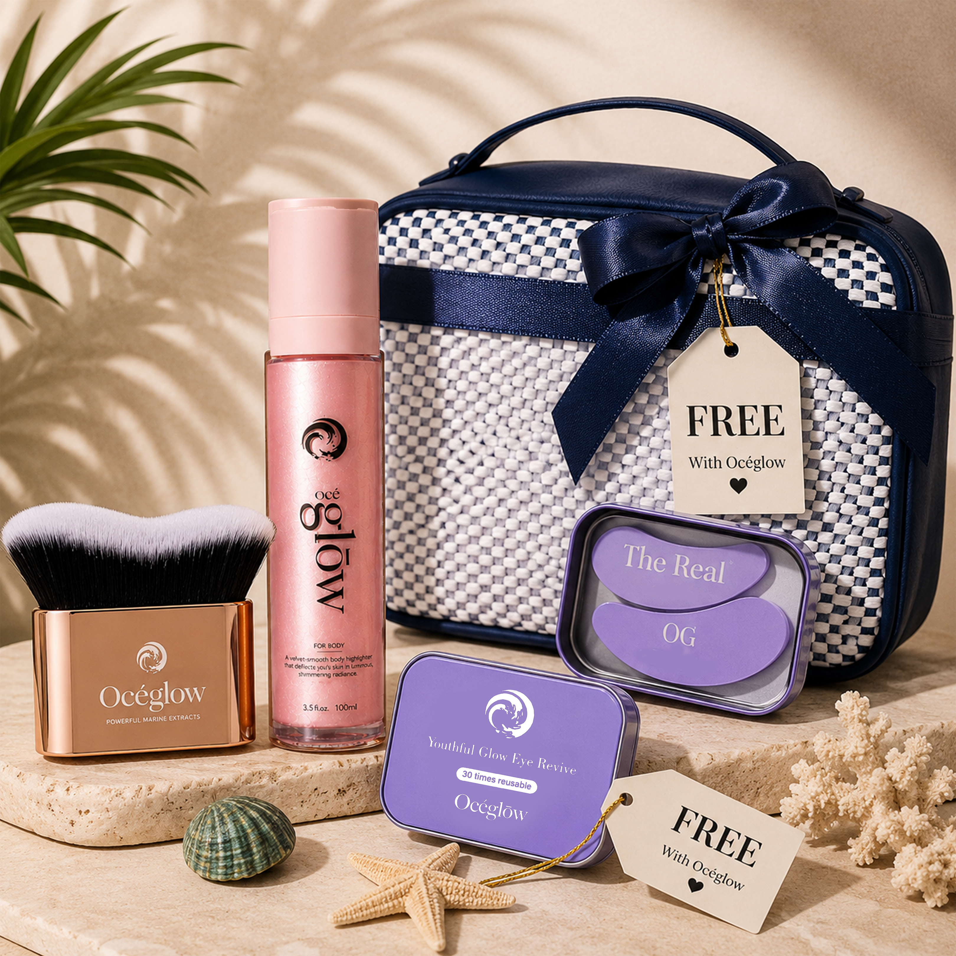 Océglow Body Highlighter + kabuki brush ( Get Free eye patch + Bag )