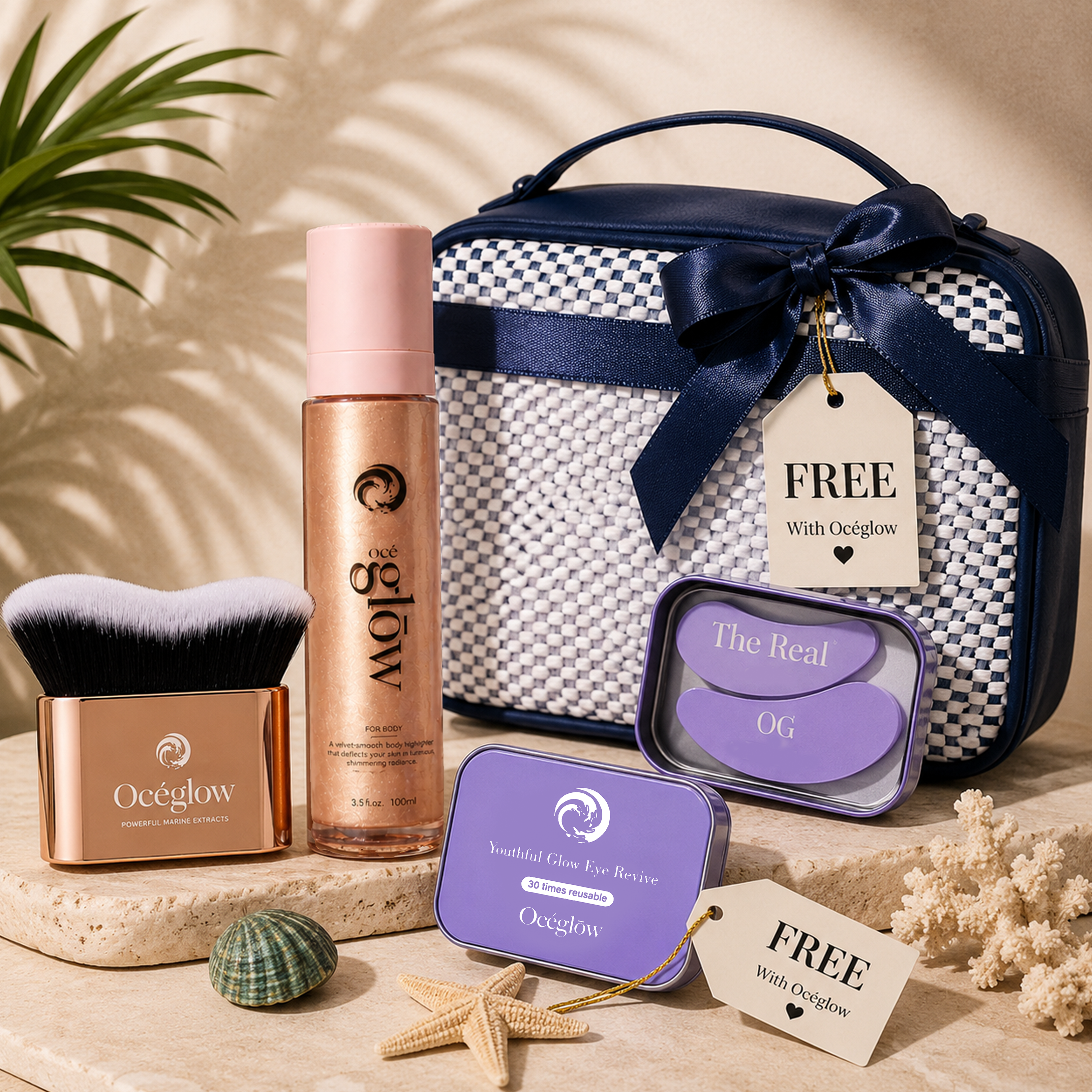 Océglow Body Highlighter + kabuki brush ( Get Free eye patch + Bag )