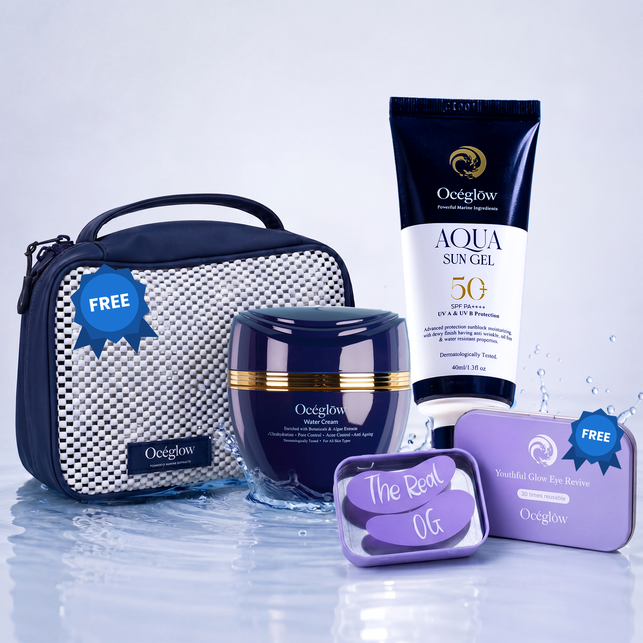 HydraGlow(Water Cream + Aqua Sun Gel)( Get Free eye Patch + Bag