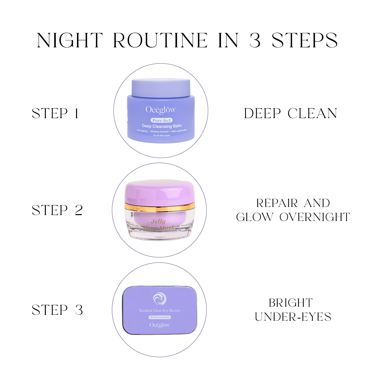 Nighttime skincare( Cleansing Balm + Sleeping Jelly Mask + Under Eye Patch)