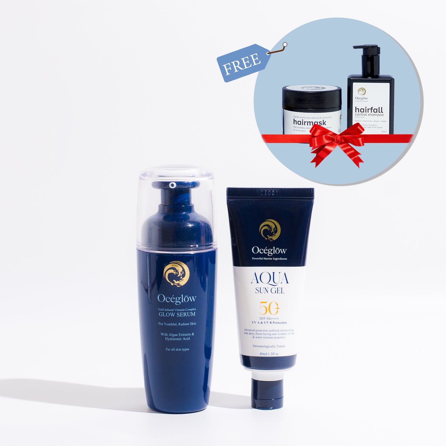 Glow Serum+ Aqua sun Gel SPF50+++(Free Hair Shampoo + Mask)