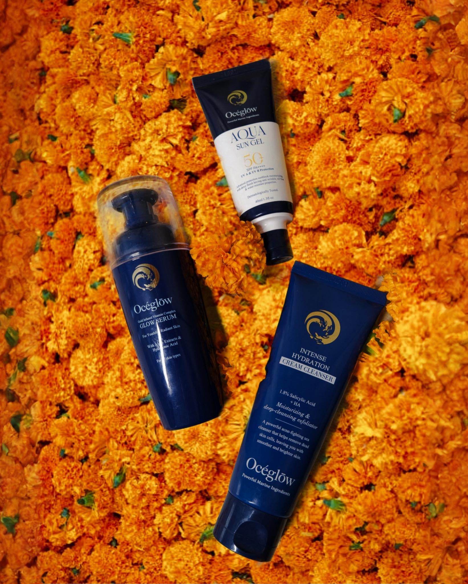 Minimal Summer Routine=(Intense Hydration Cream Cleanser+ Glow Serum+ Aqua Sun Gel SPF50+++)