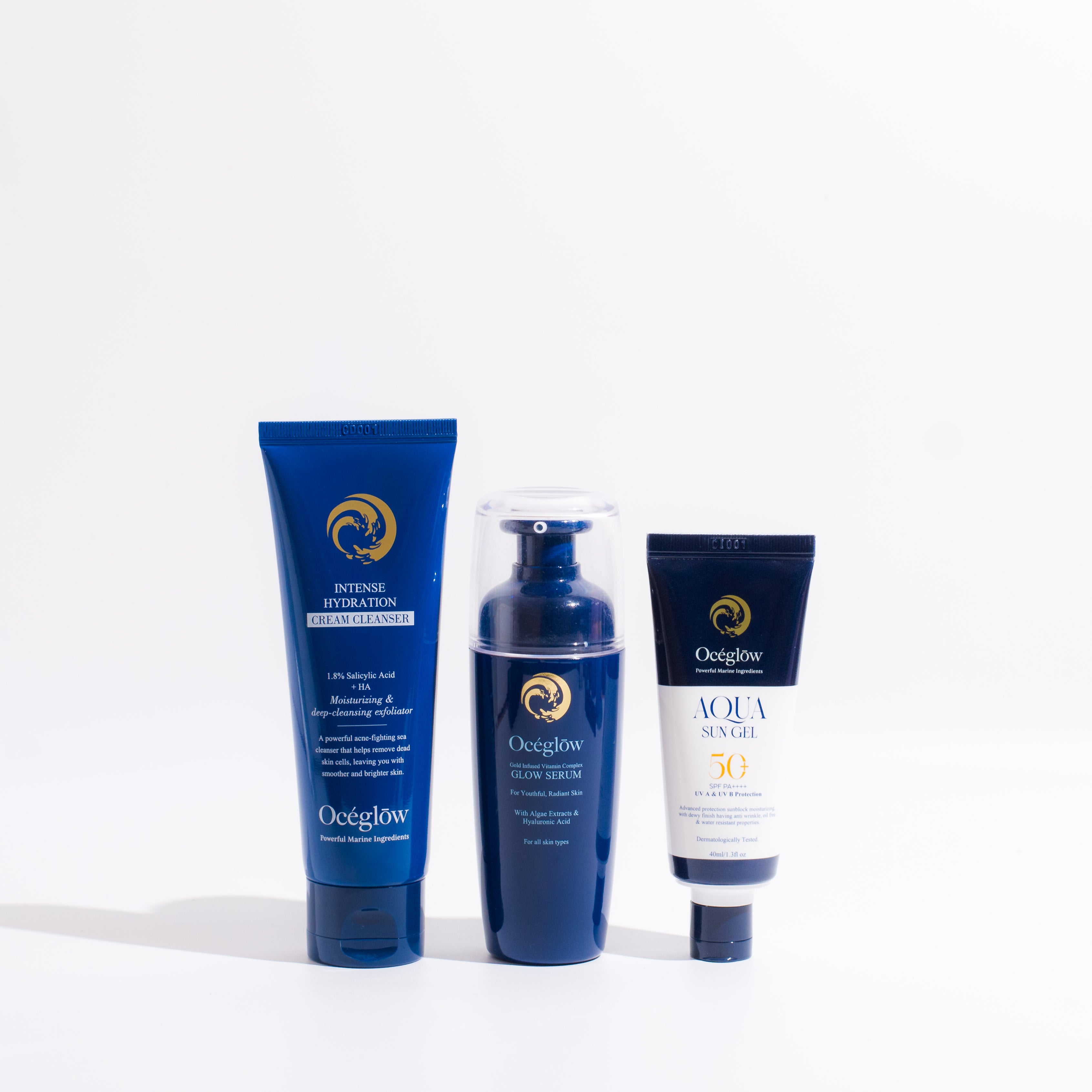 Minimal Summer Routine=(Intense Hydration Cream Cleanser+ Glow Serum+ Aqua Sun Gel SPF50+++)