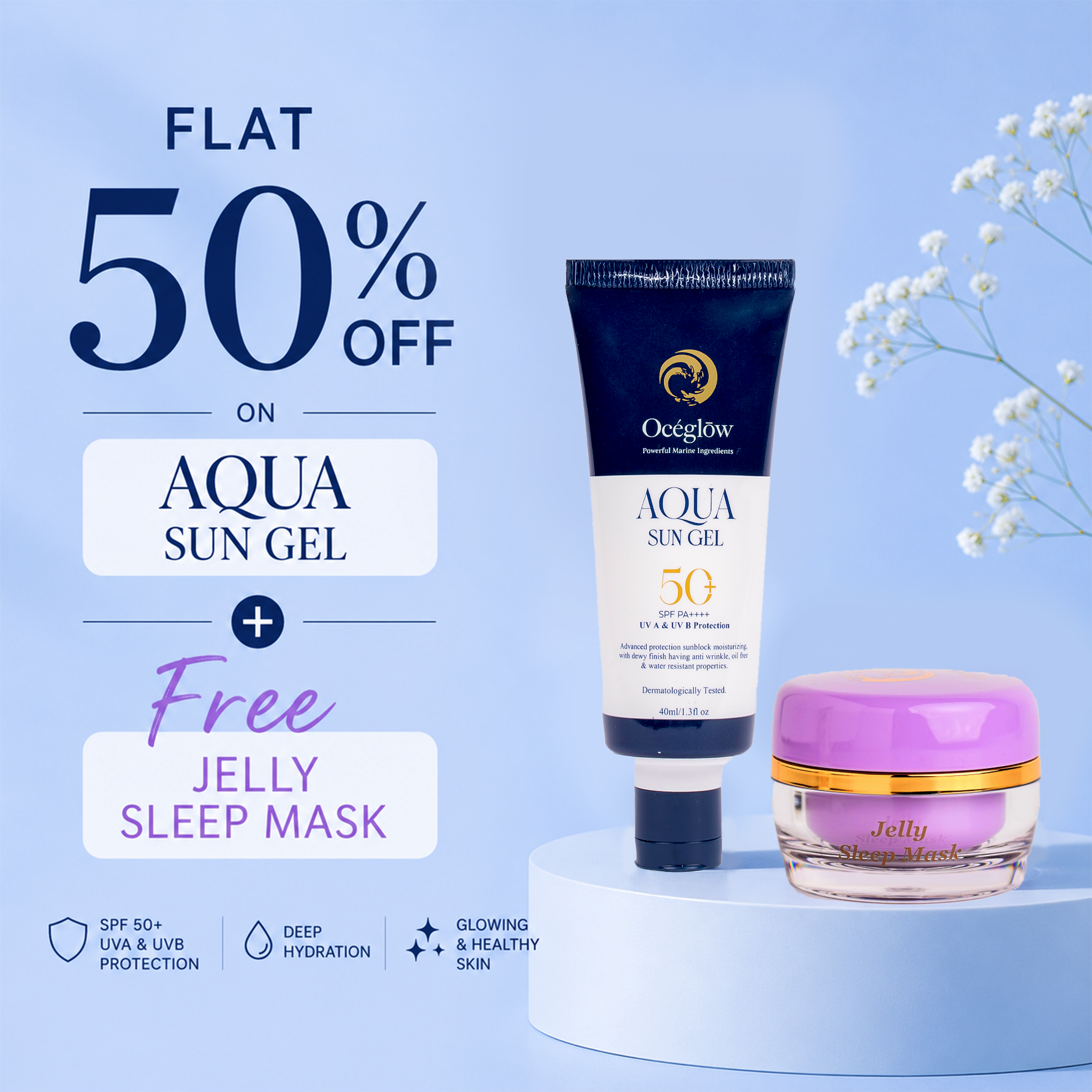 Aqua Sun Gel SPF 50+ PA++++ (Get Free  Sleeping Jelly Mask)